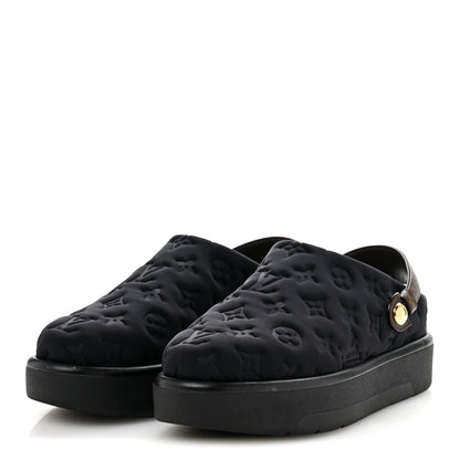 Louis Vuitton Nylon Embossed Monogram Aspen Platform Clog Mules 39.5 Black 4 of 11