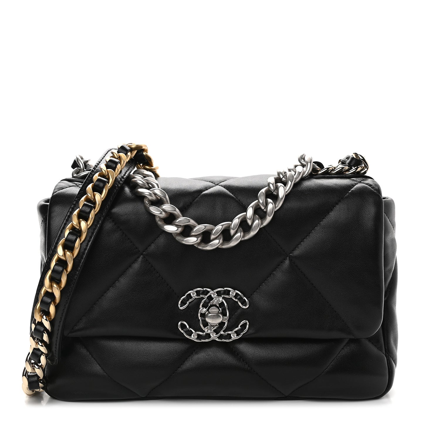 Lambskin Quilted Medium Chanel 19 Flap Black