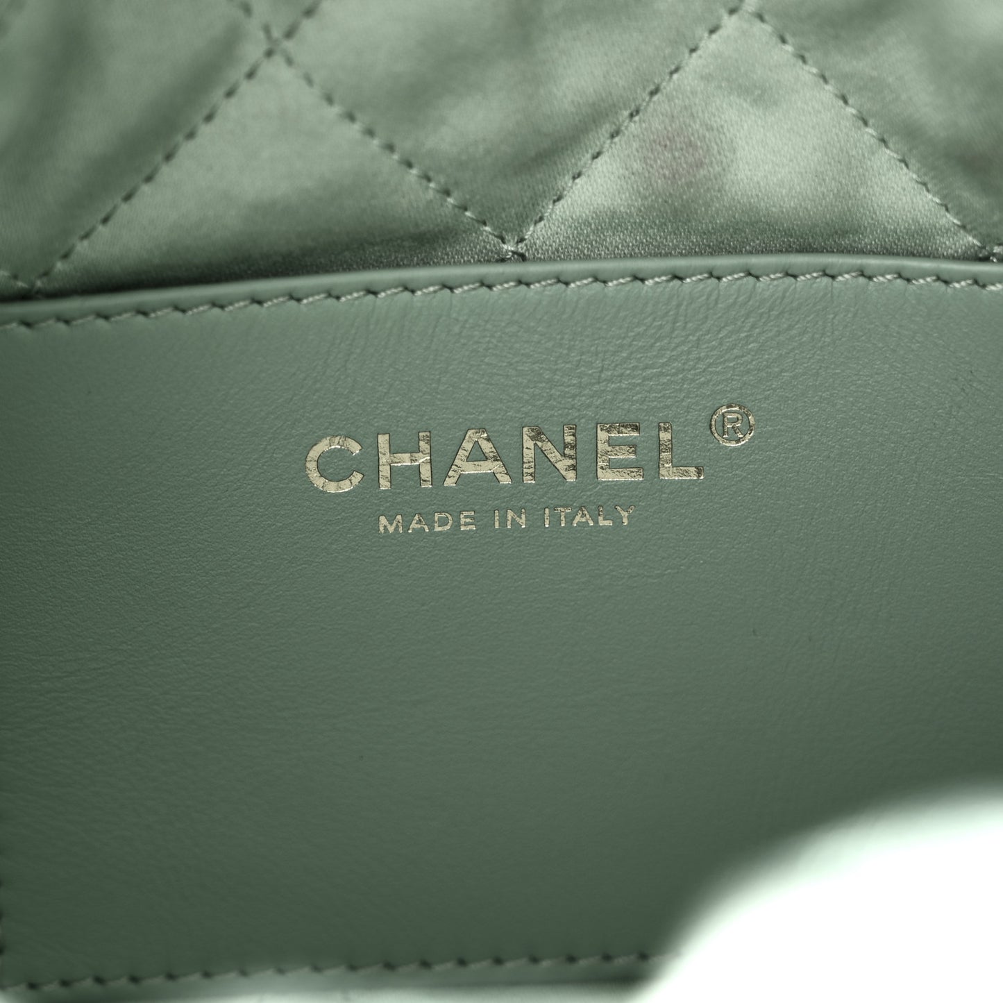 Metallic Calfskin Quilted Mini Chanel 22 Green