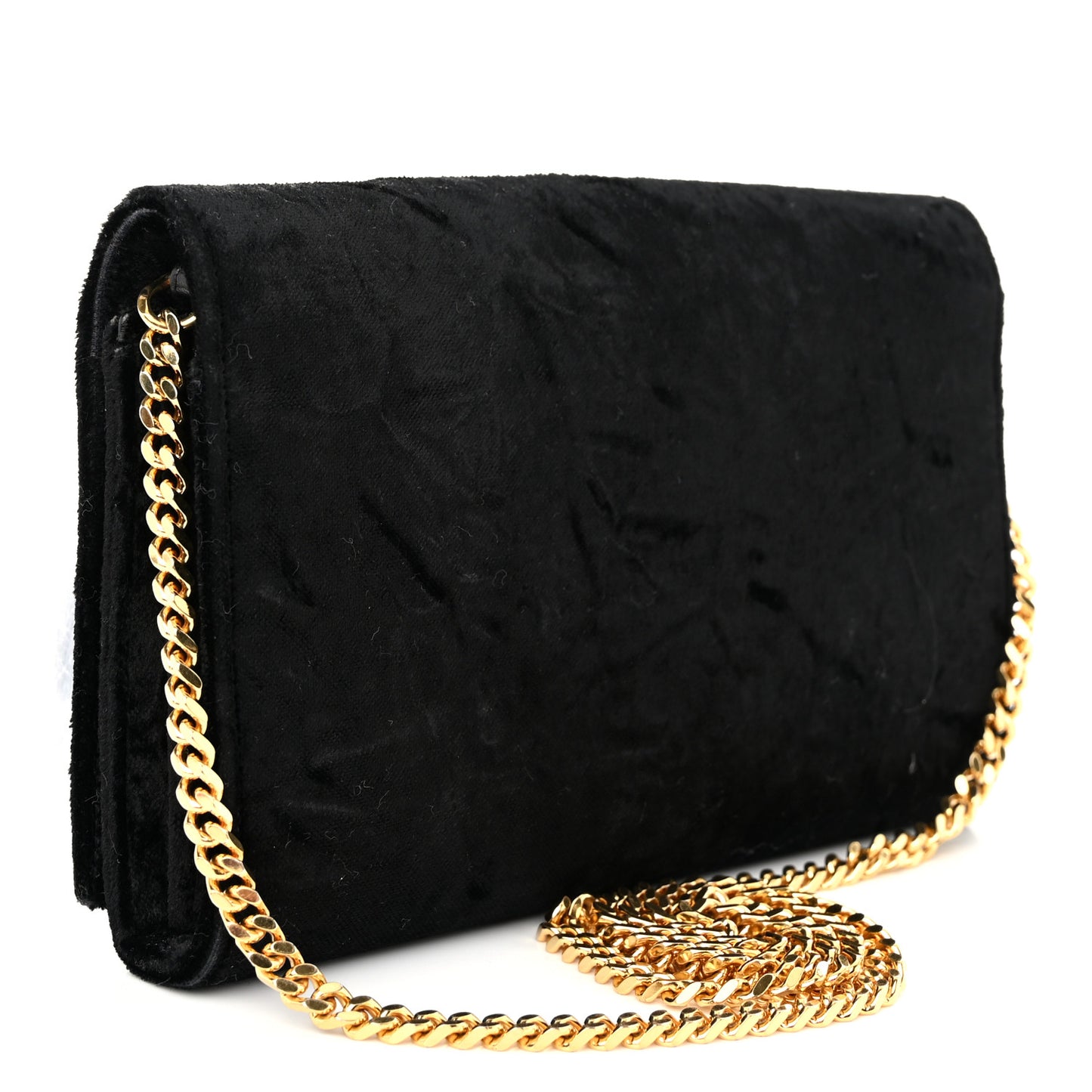 Velvet Monogram Chain Wallet Black