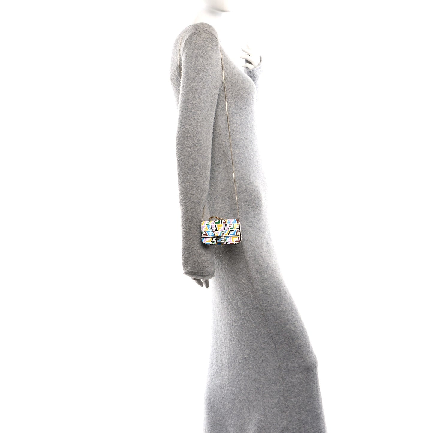 X SARAH COLEMAN Vitello Liberty Ceylon Micro FF Fish Eye Embossed Nano Baguette Charm Multicolor Cyber Blue