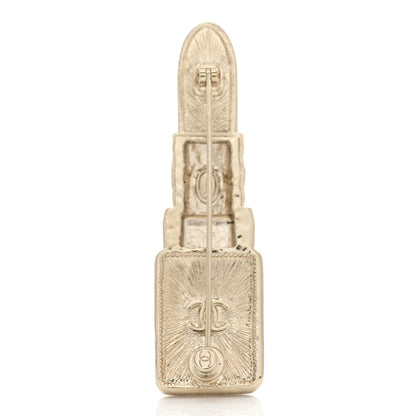Chanel Metal Strass Pearl Lipstick Brooch Pink Gold 2 of 3