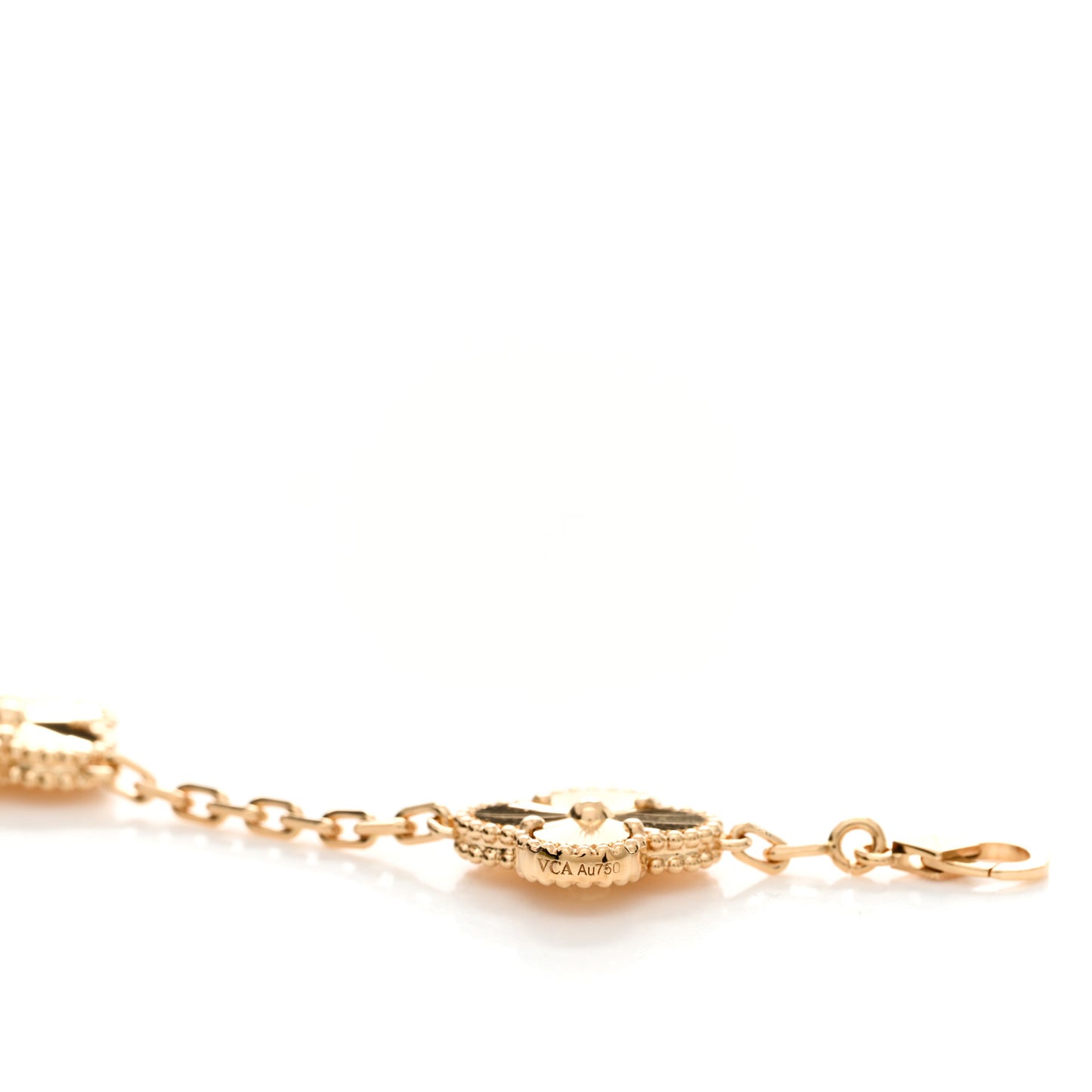 18K Yellow Gold 5 Motifs Guilloche Vintage Alhambra Bracelet