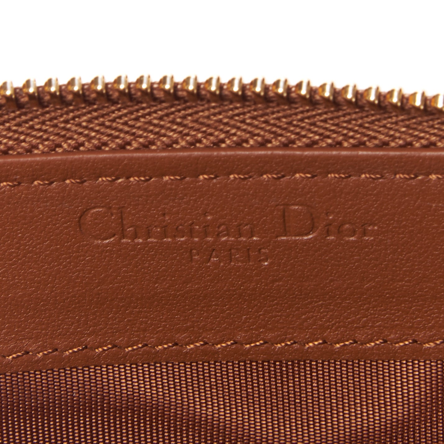 Lambskin Cannage Lady Dior Zip Wallet Tan