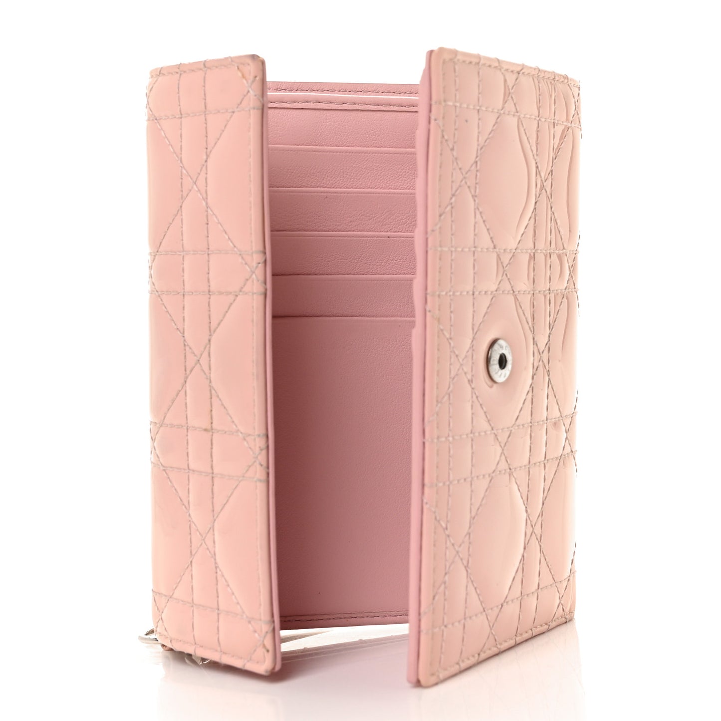 Patent Cannage Lady Dior Explorateur Wallet Pink
