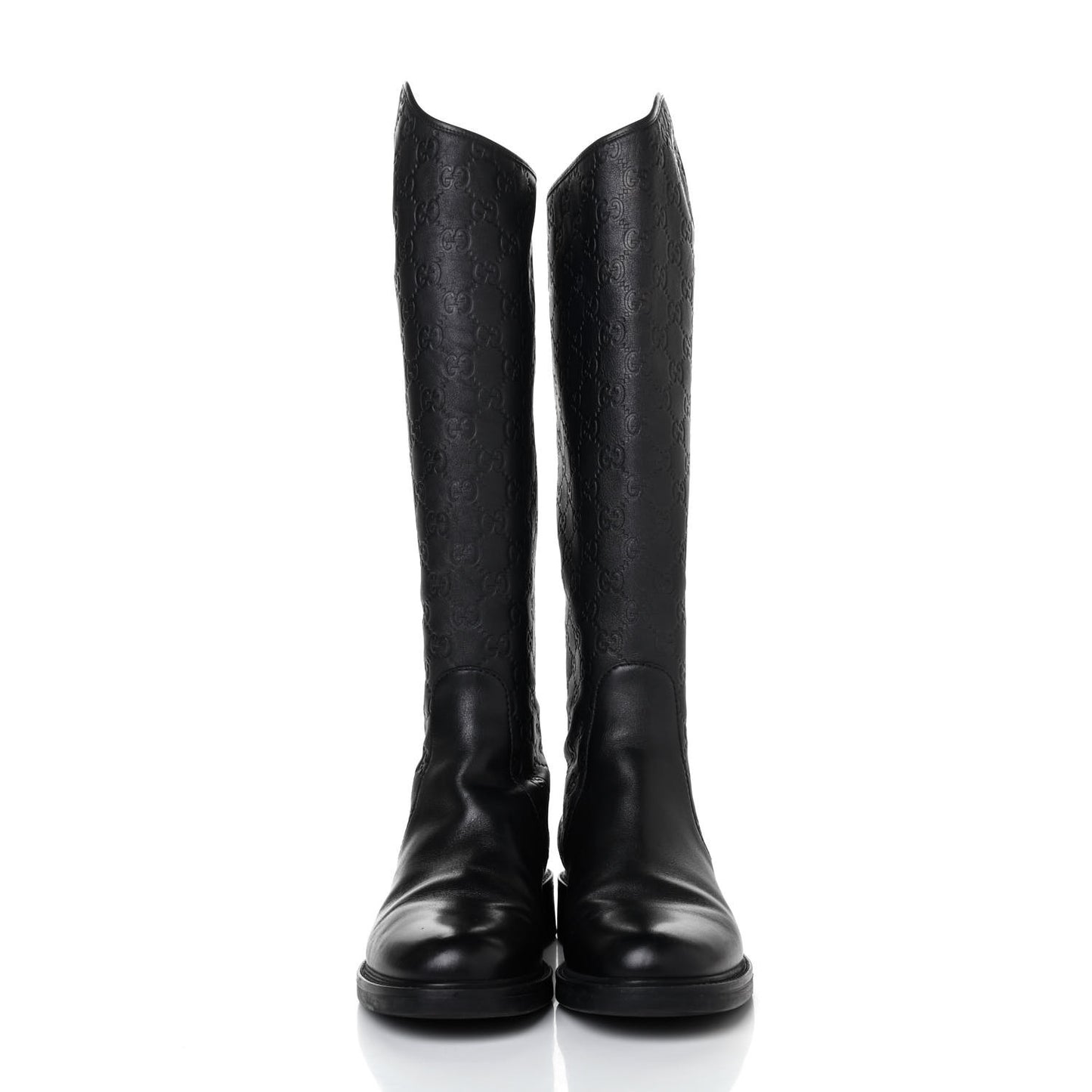 Guccissima Calfskin Miro Soft Knee High Riding Boots 37.5 Black