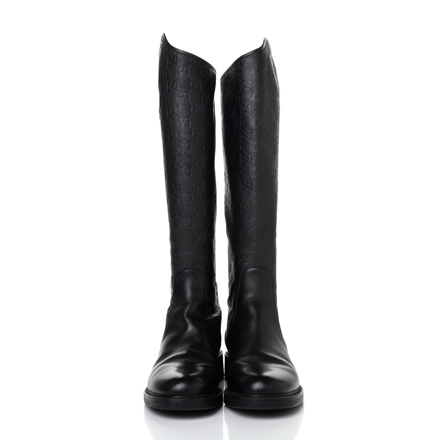 Gucci Guccissima Calfskin Miro Soft Knee High Riding Boots 37.5 Black 2 of 4