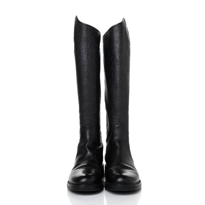 Gucci Guccissima Calfskin Miro Soft Knee High Riding Boots 37.5 Black 2 of 4