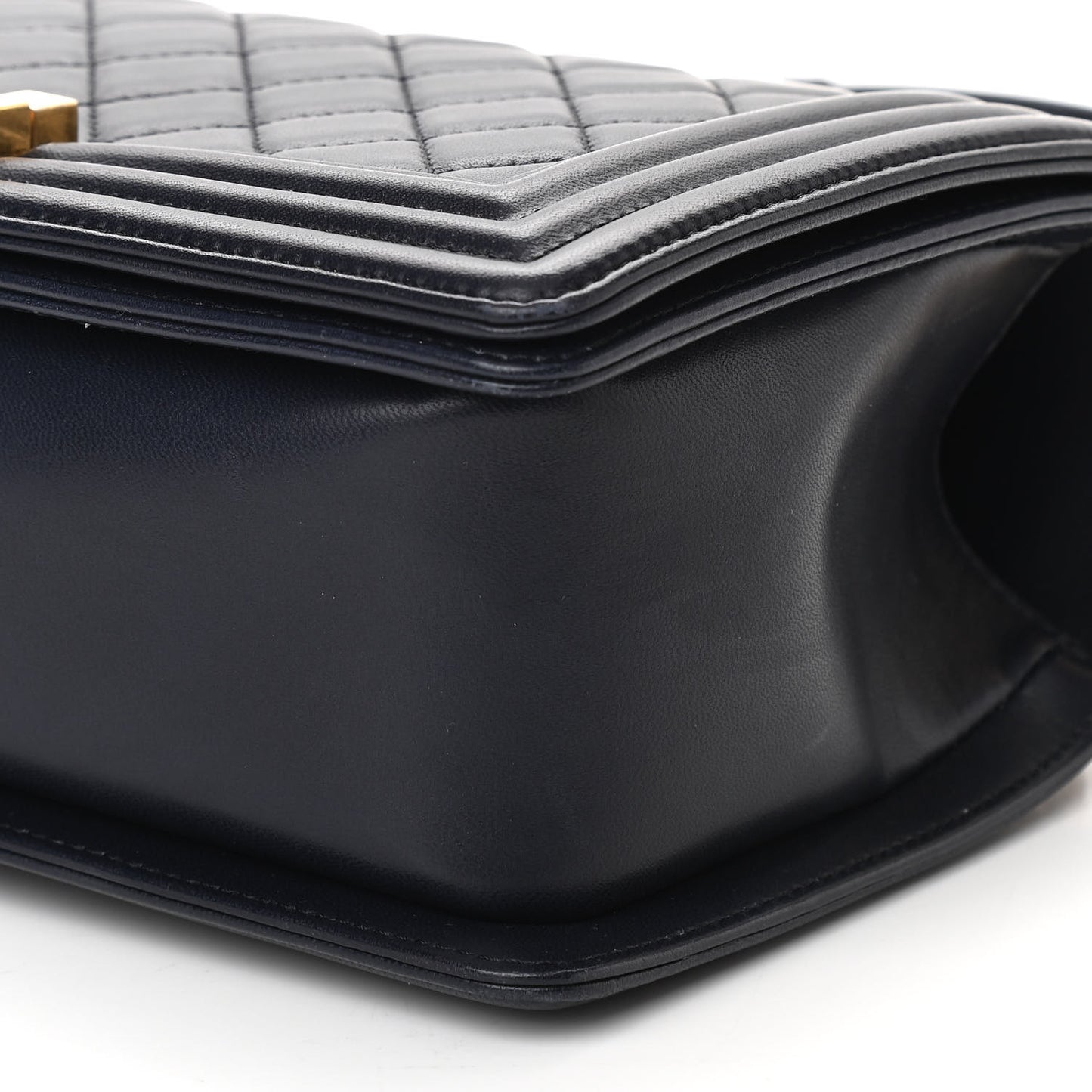 Lambskin Quilted Medium Boy Flap Dark Navy