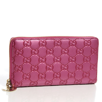Gucci Metallic Soft Guccissima Heart Zip Around Wallet Fresia Rose 4 of 18