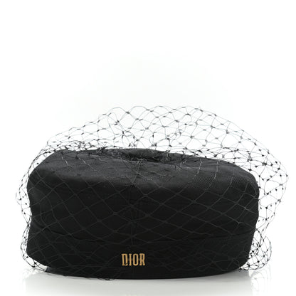 Christian Dior Cotton Canvas Arty Cap with Veil 57 Black 6 of 9