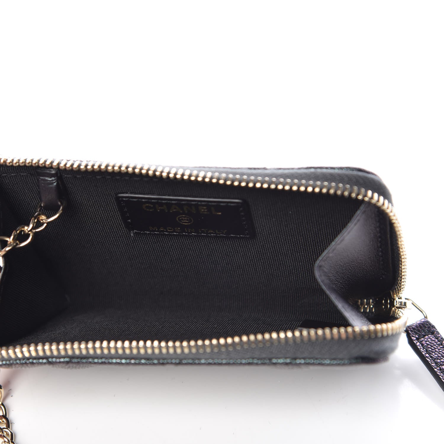 Chanel Iridescent Caviar Quilted Zipped Key Holder Case Black 6 of 8