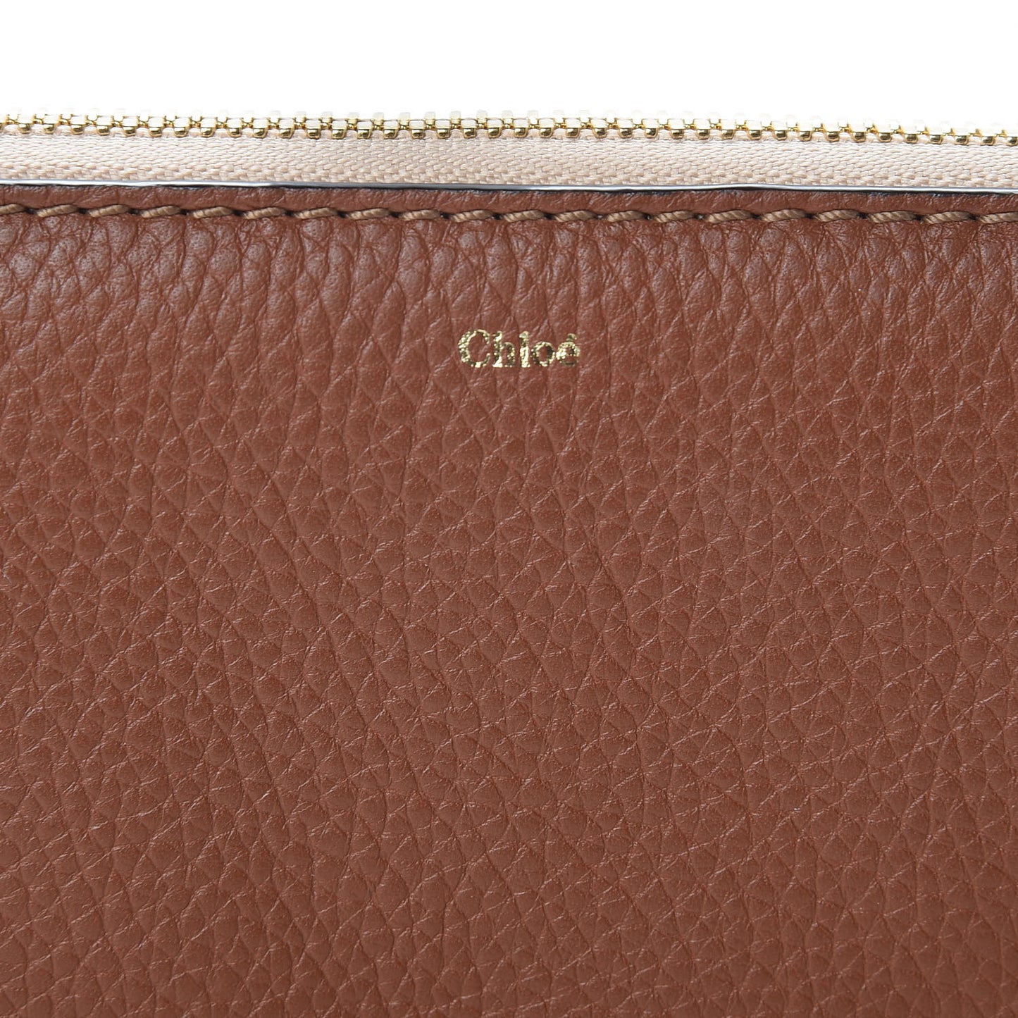 Grained Calfskin Baylee Long Zip Around Wallet Classic Tobacco