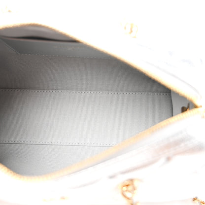 Chanel Metallic Caviar Quilted Barrel Clutch With Chain Silver 5 of 10