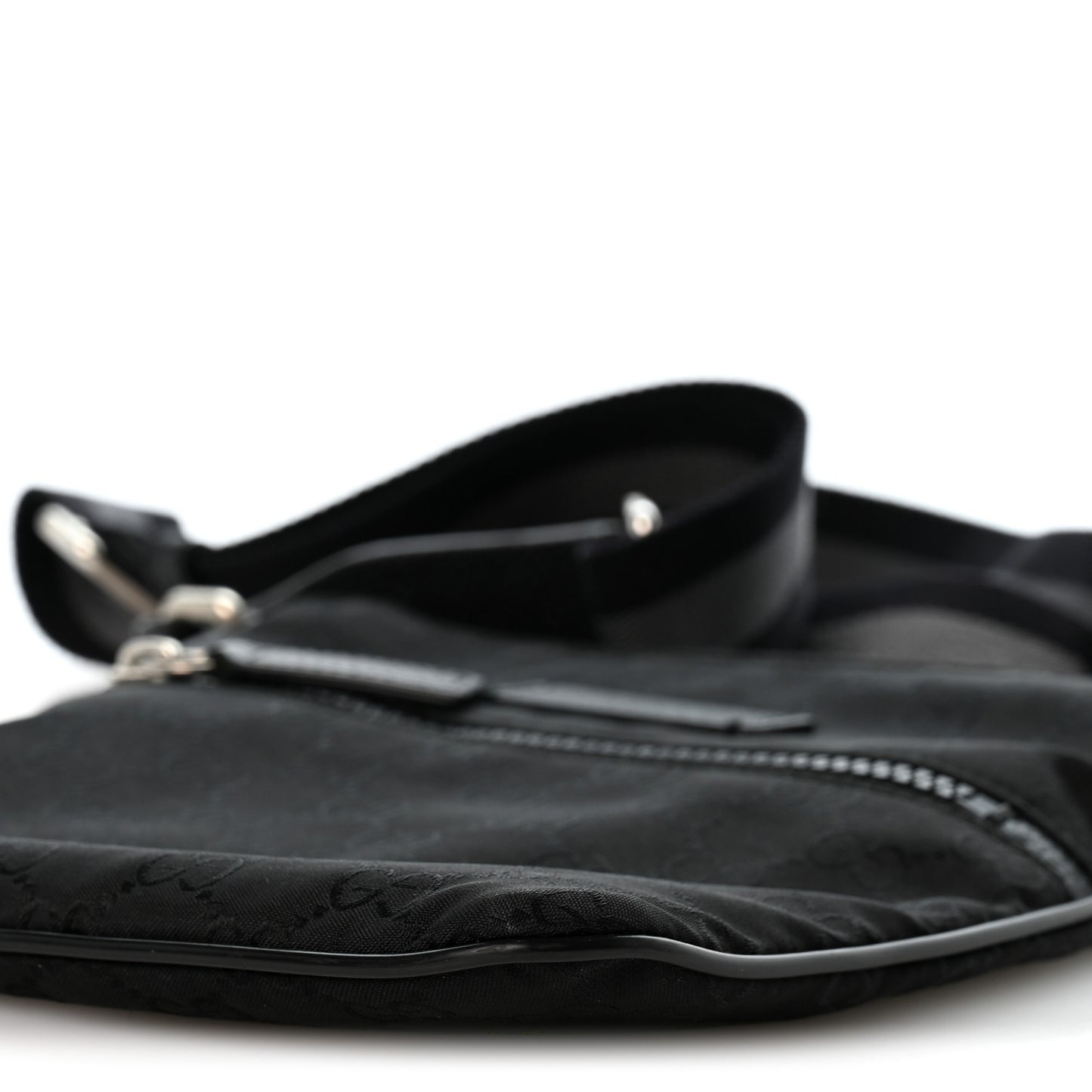 Nylon Monogram Mini Flat Messenger Bag Black