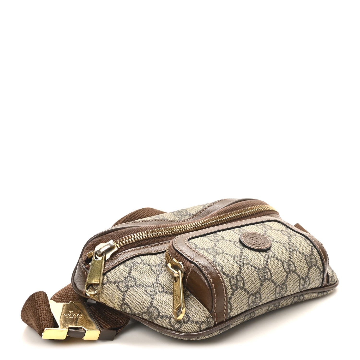 Gucci GG Supreme Monogram Textured Calfskin Retro Interlocking G Belt Bag Beige Ebony Brown Sugar 4 of 10
