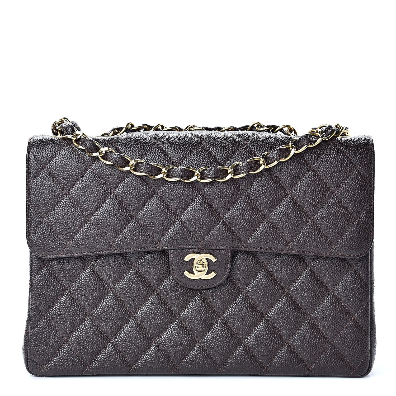 Chanel Caviar Quilted Jumbo Single Flap Brown 1 of 12