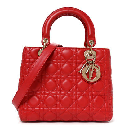 Christian Dior Lambskin Cannage Medium Lady Dior Red 1 of 9