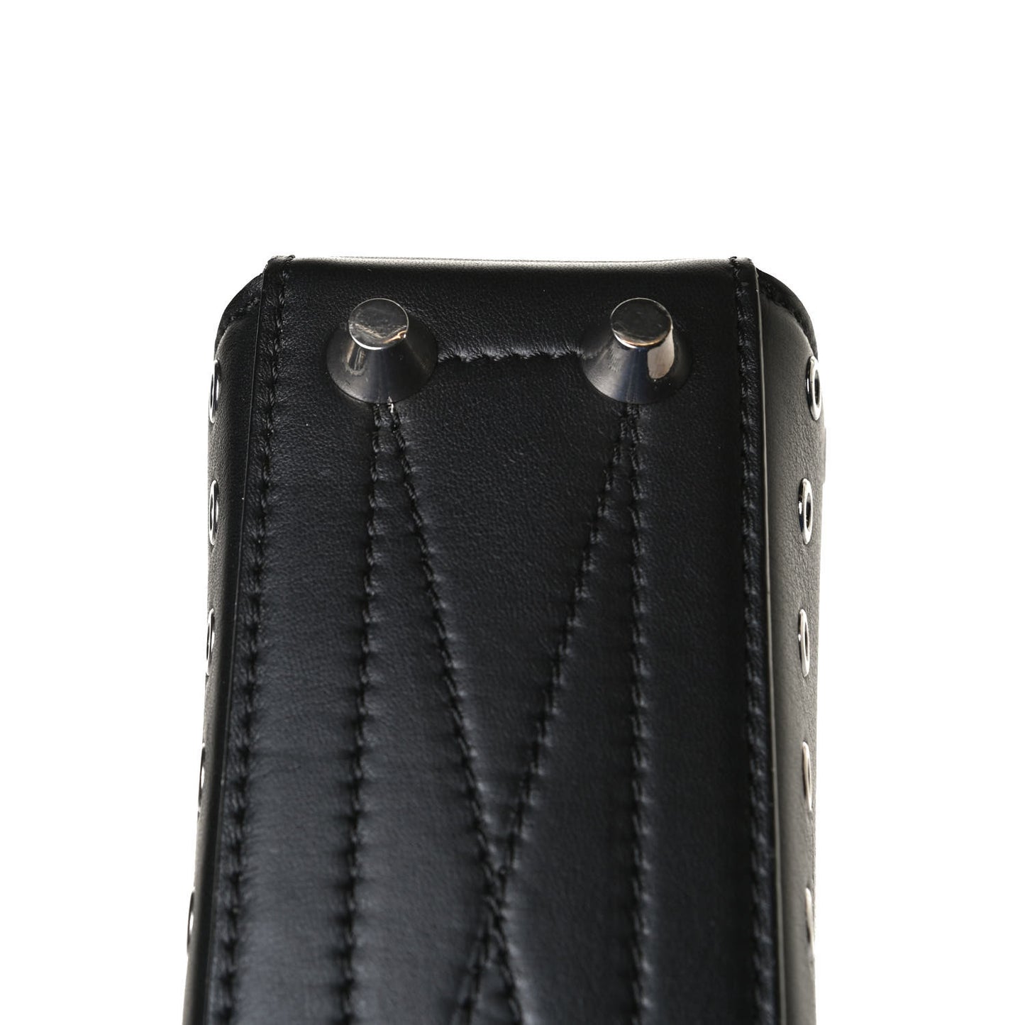 Fine Grain Goatskin Perforated Box Shoulder Bag 16 Black