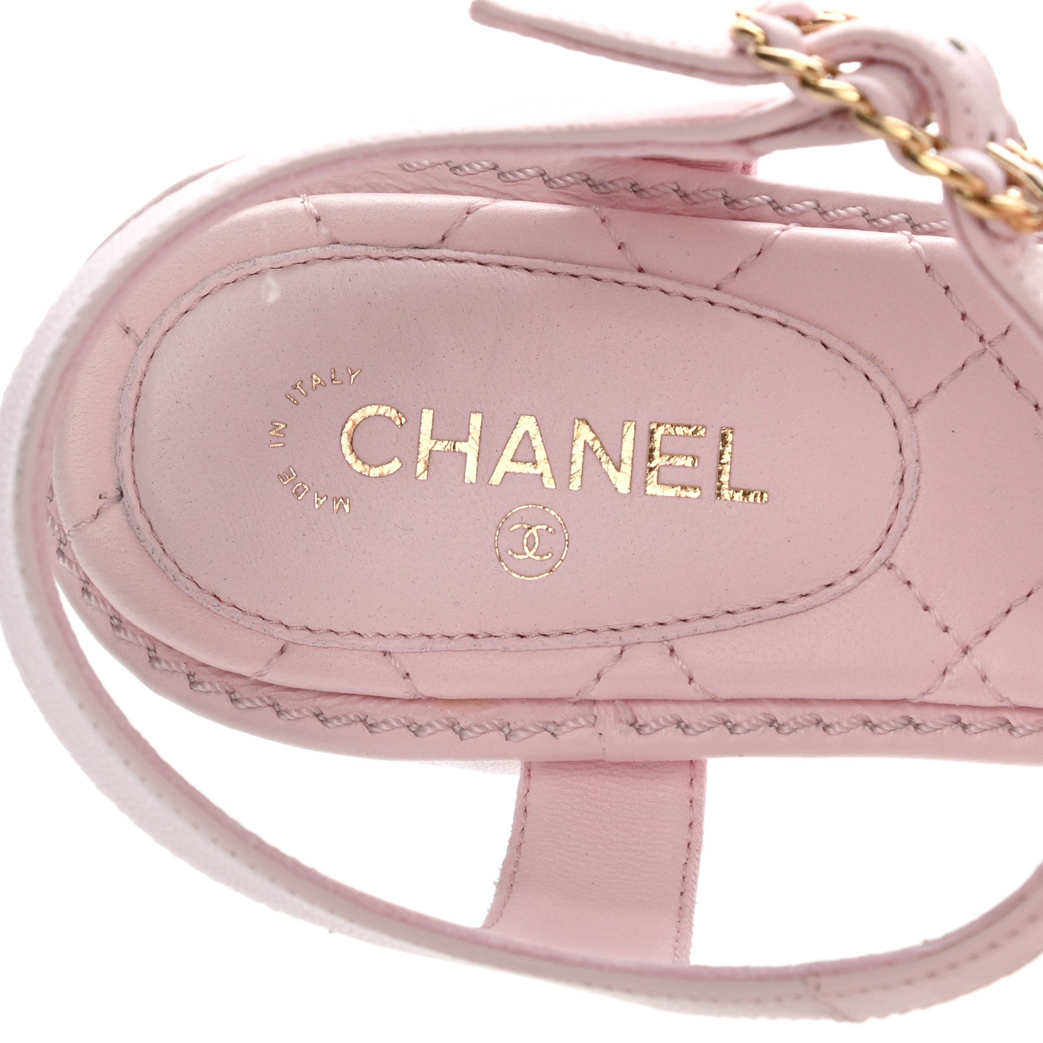 Chanel Lambskin Chain CC Logo Thong Sandals 38.5 Light Pink 6 of 8