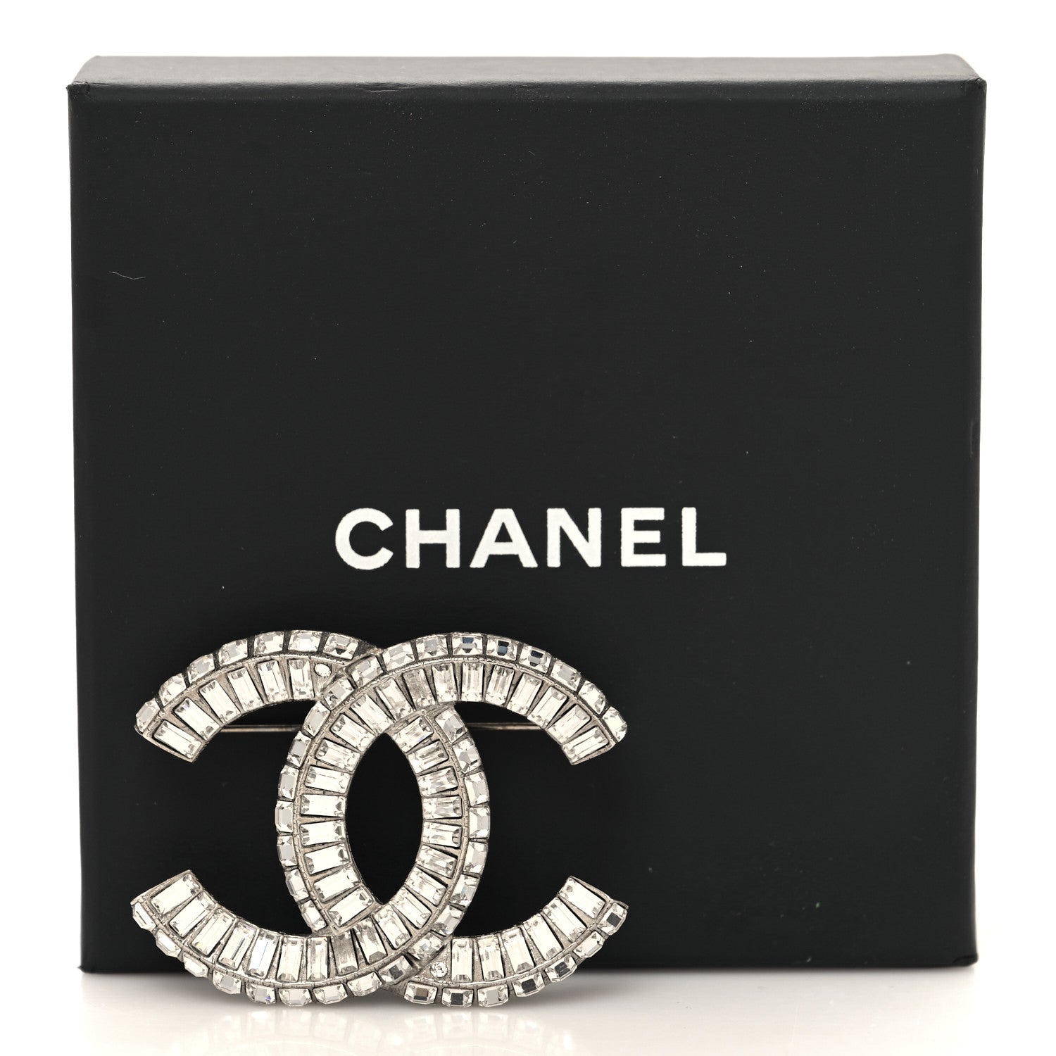 Chanel Baguette Crystal CC Brooch Silver 5 of 5