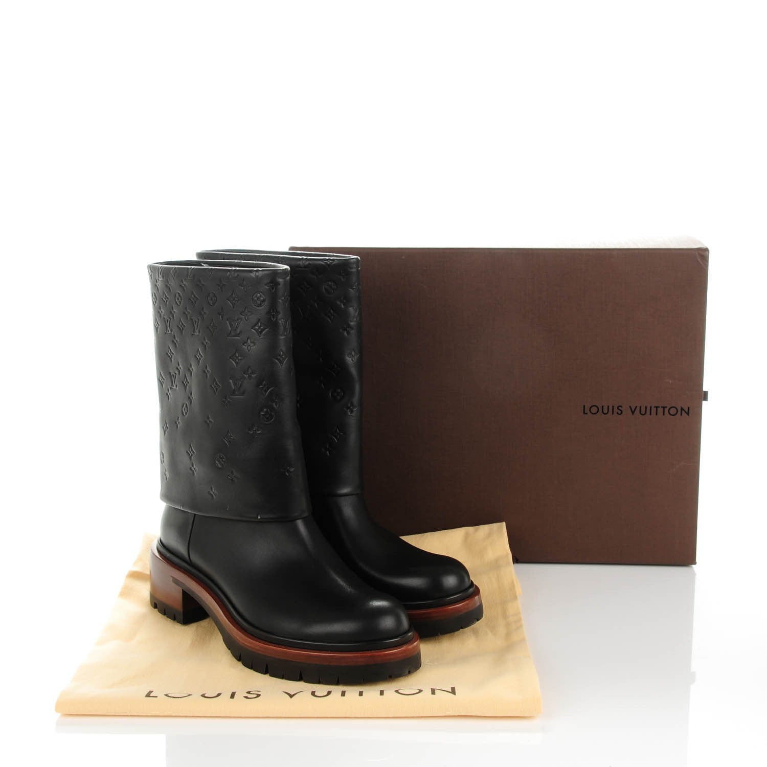 Louis Vuitton Calfskin Monogram Road Trip Flat Boots 38.5 Black 7 of 7