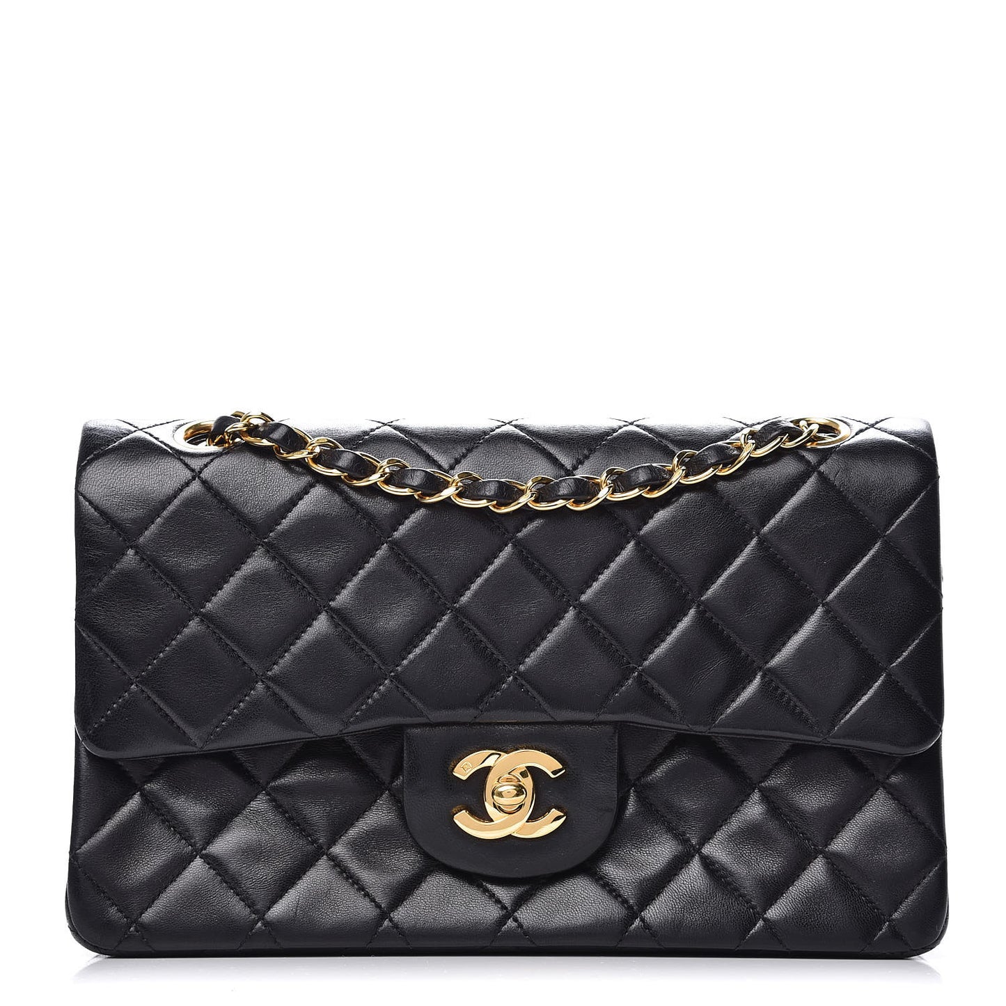 Lambskin Quilted Small Double Flap Black