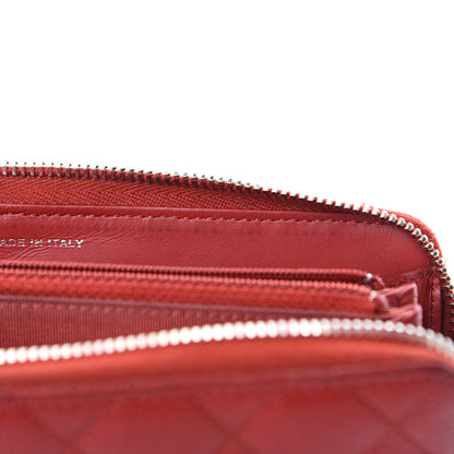 Chanel Caviar Quilted Large Gusset Zip Around Wallet Red 8 of 13