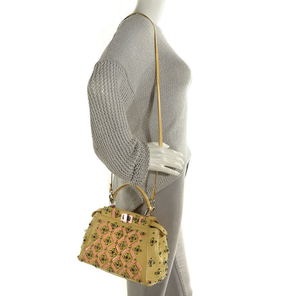 Fendi Nappa Crystal Beaded Mini Peekaboo Iconic Satchel Yellow 2 of 12