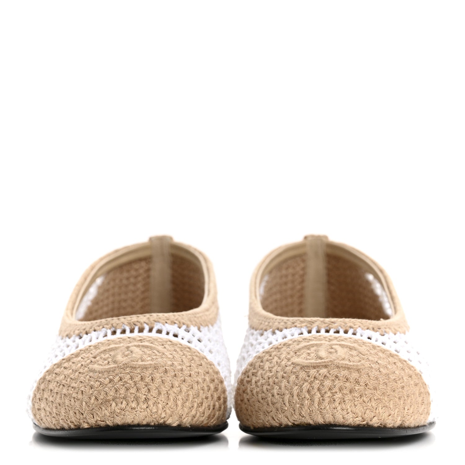 Chanel Raffia Cap Toe Ballerina Flats 38.5 White Beige 3 of 9