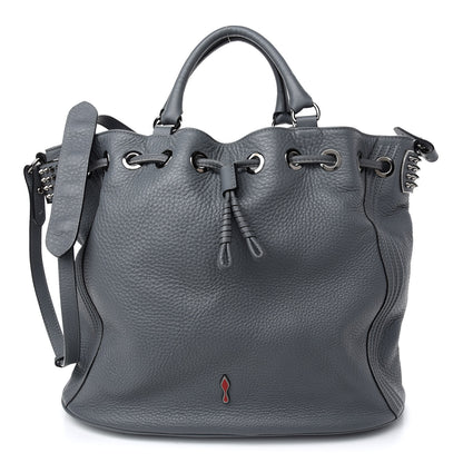 Christian Louboutin Pebbled Calfskin Spiked Dompteuse Bucket Bag Grey 1 of 8