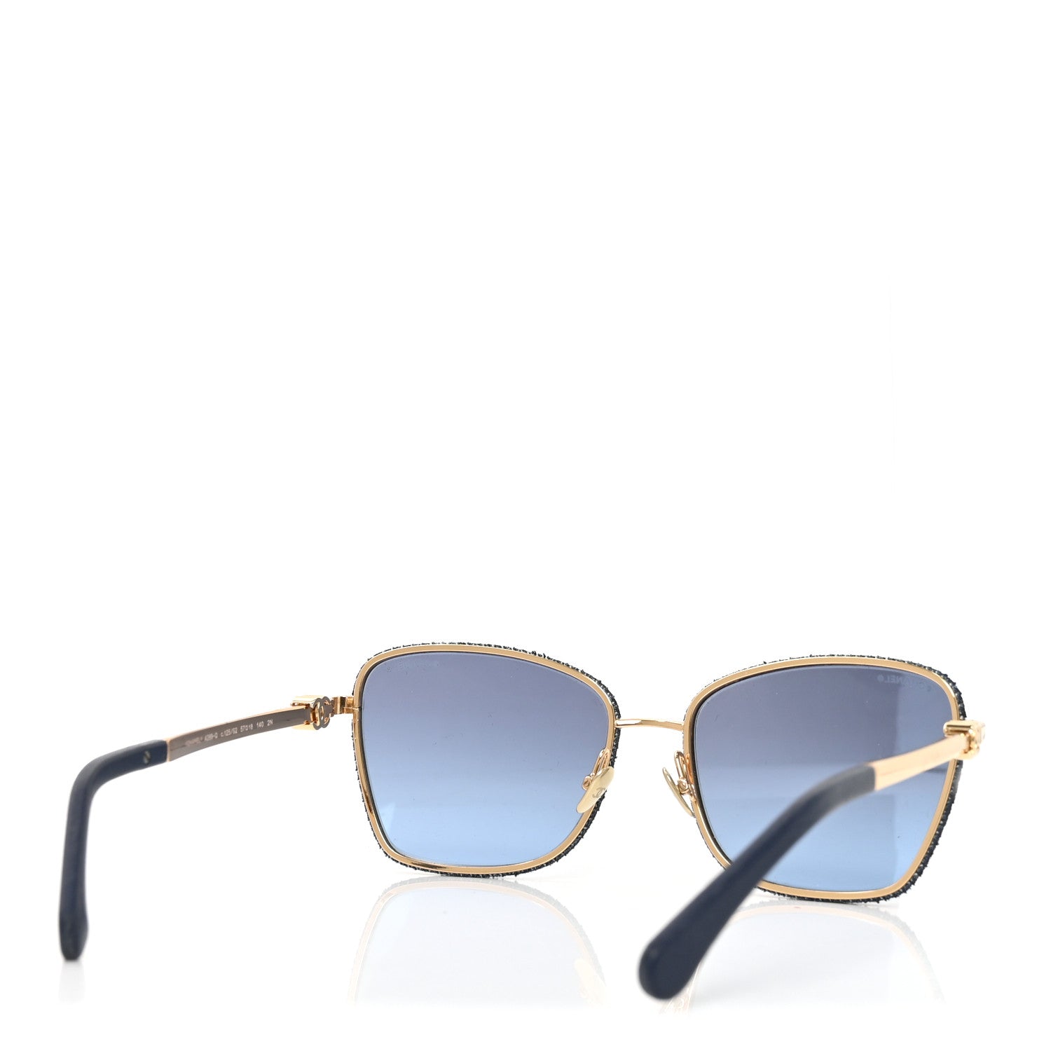 Chanel Metal Calfskin Denim Square Sunglasses 4289-Q Blue 3 of 7