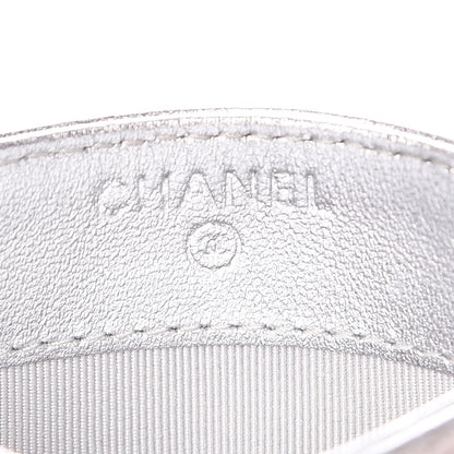 Chanel Metallic Lambskin Quilted CC Card Holder Silver 5 of 10
