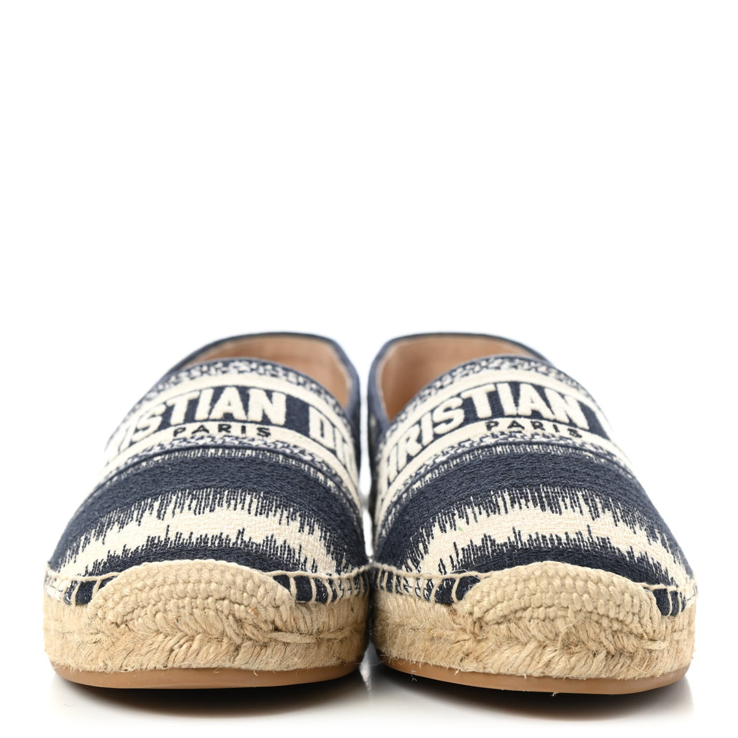 Christian Dior Cotton D-Stripes Embroidered Granville 15mm Espadrilles 37 Deep Blue 2 of 8