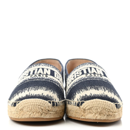 Christian Dior Cotton D-Stripes Embroidered Granville 15mm Espadrilles 37 Deep Blue 2 of 8