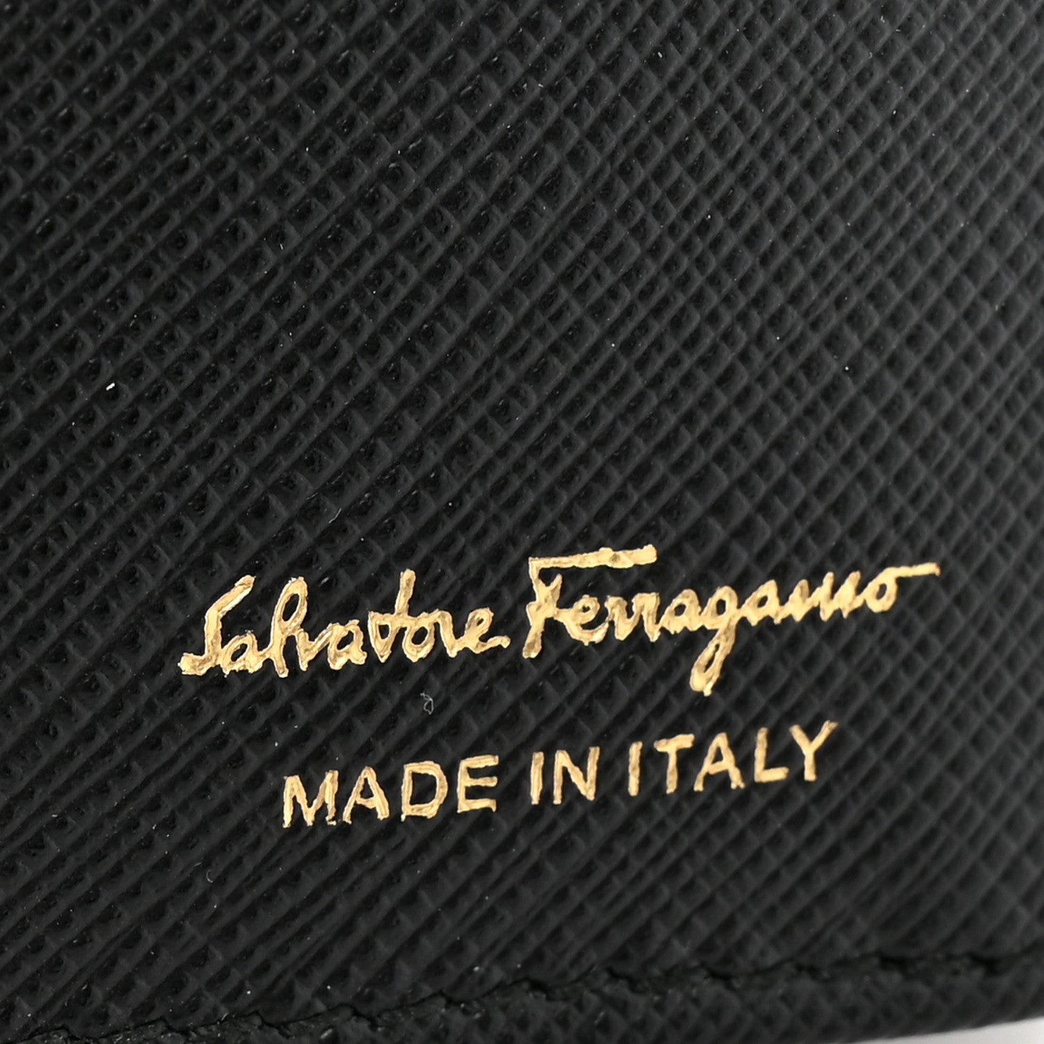 Salvatore Ferragamo Hammered Calfskin Vara Bow Chain Wallet Black White 7 of 11