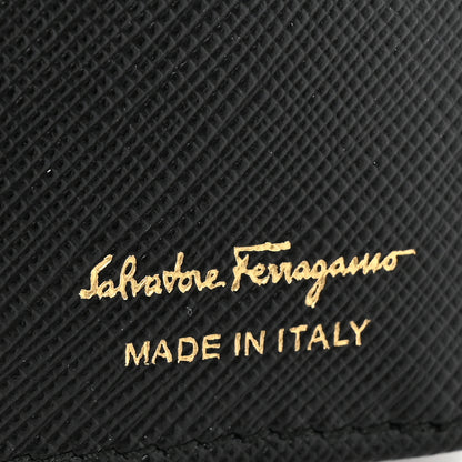 Salvatore Ferragamo Hammered Calfskin Vara Bow Chain Wallet Black White 7 of 11