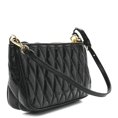Miu Miu Vitello Shine Quilted Pochette Black 3 of 10