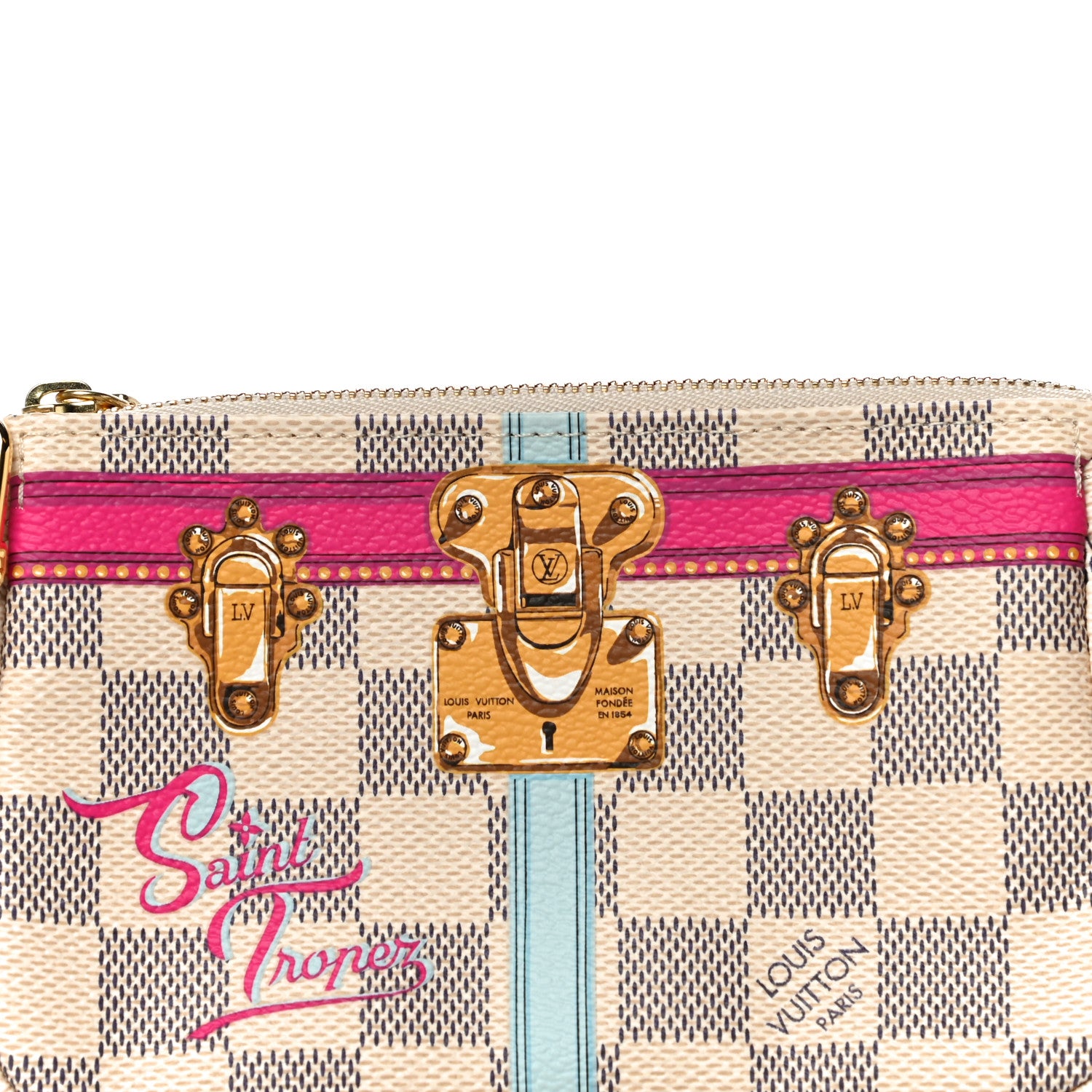 Louis Vuitton Damier Azur Summer Trunks Saint Tropez Mini Pochette Accessories 7 of 10