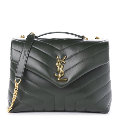 Saint Laurent Calfskin Y Quilted Monogram Small Loulou Chain Satchel Dark Mint 1 of 10