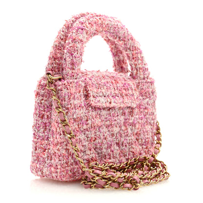 Chanel Tweed Quilted Mini Nano Kelly Shopper Pink 3 of 10