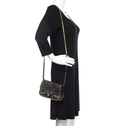 Valentino Garavani Nappa Canvas Camouflage Mini Rockstud Flap Saddle Crossbody Bag Safari 2 of 9
