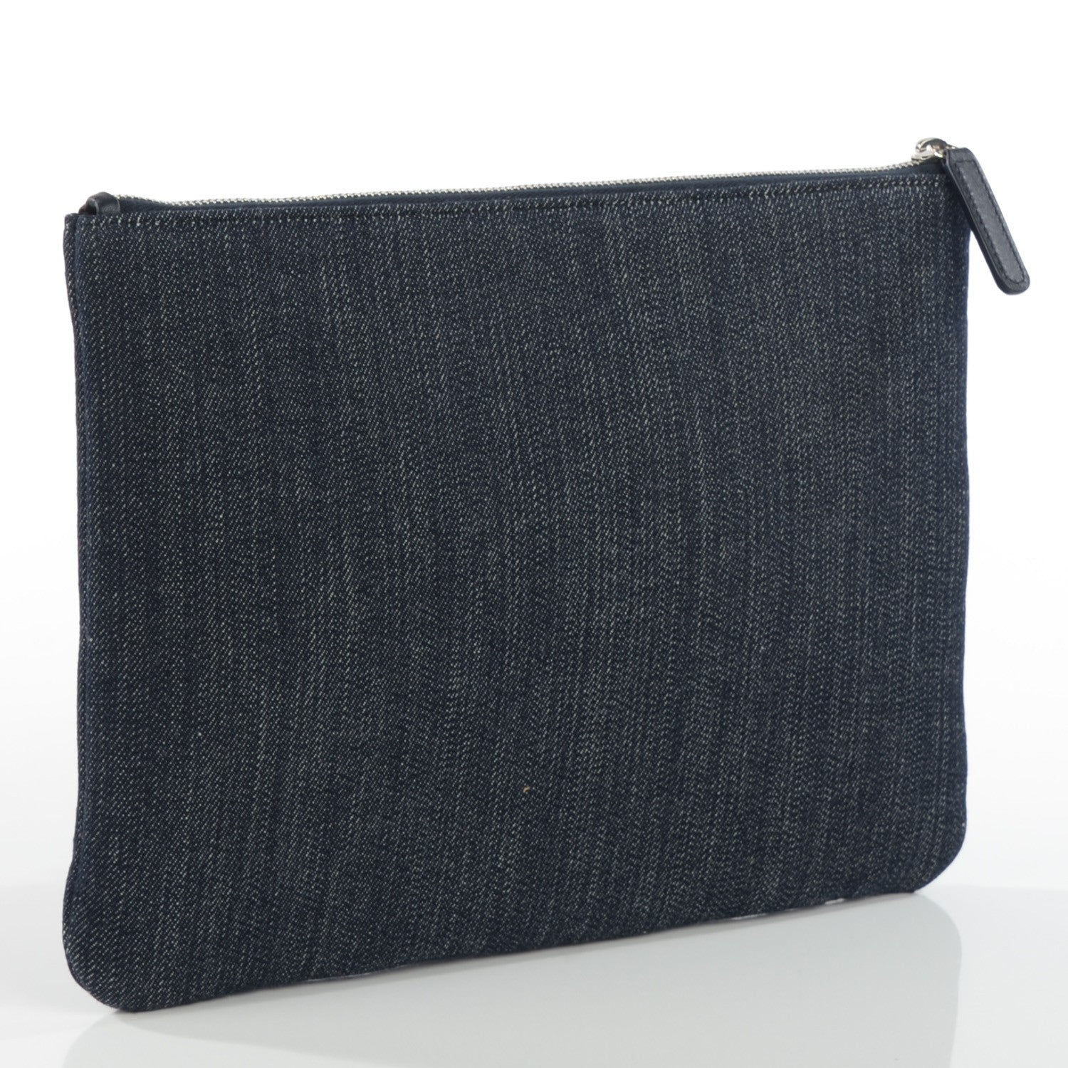Chanel Denim Large Deauville Pouch Dark Blue 3 of 8
