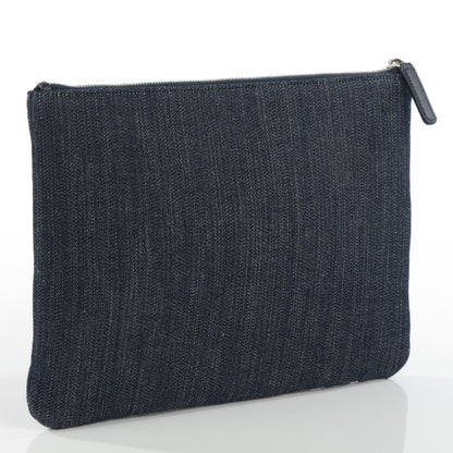 Chanel Denim Large Deauville Pouch Dark Blue 3 of 8