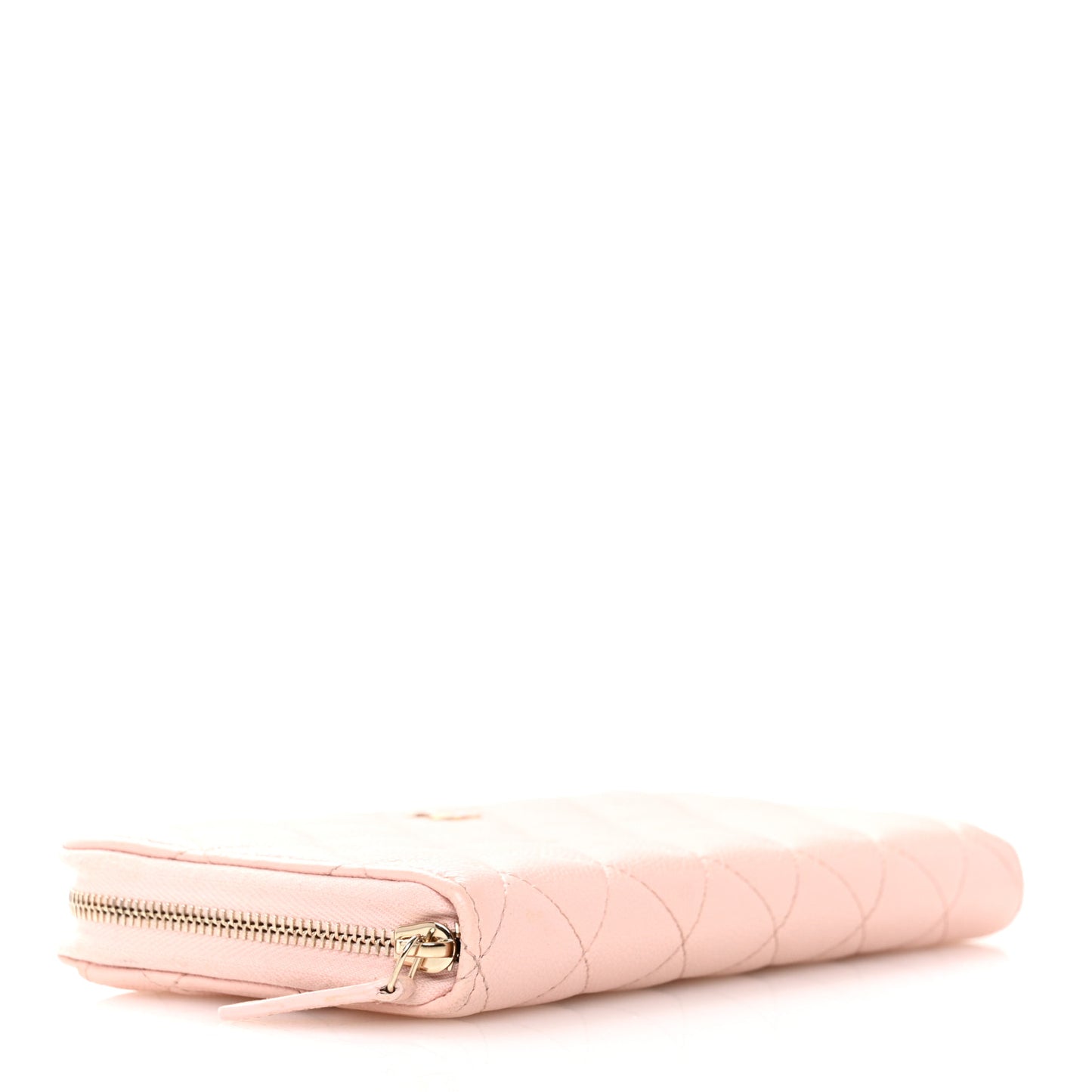 Caviar Quilted Large Gusset Zip Around Wallet Light Pink