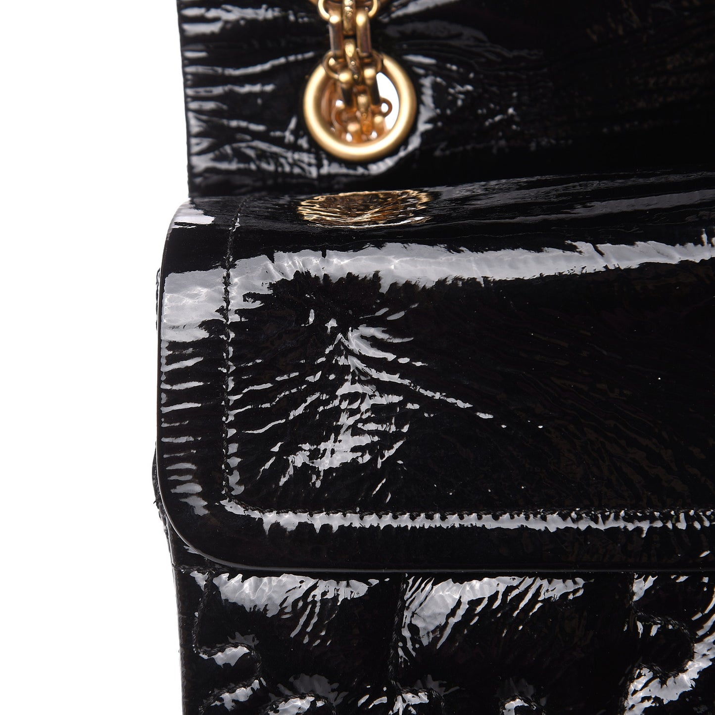 Crackled Patent Calfskin Puzzle 2.55 Reissue 226 Flap Black