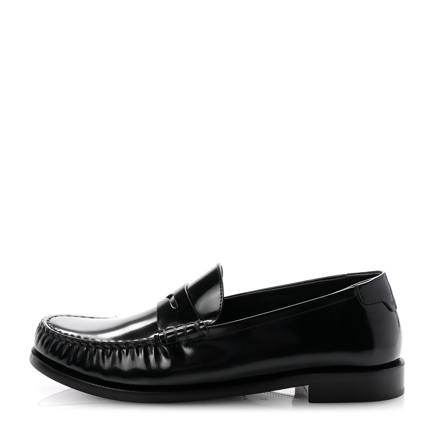 Glazed Calfskin Le Loafer Penny Slippers 41 Black