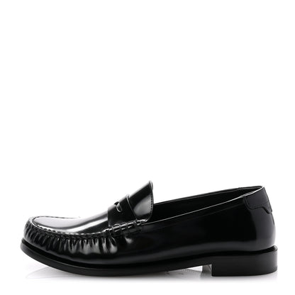 Saint Laurent Glazed Calfskin Le Loafer Penny Slippers 41 Black 1 of 9