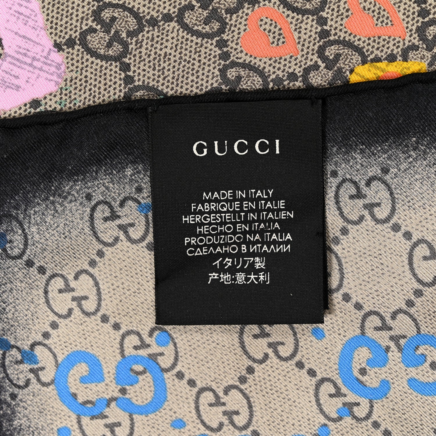 Gucci Silk Twill GG Monogram Life is Gucci Square Scarf Multicolor 2 of 4