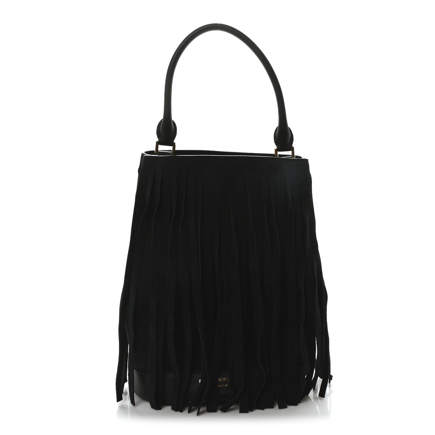 Prorsum Suede Fringe Bucket Bag Black